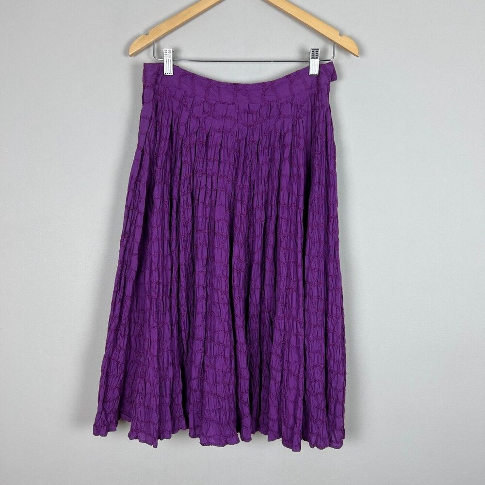 Charles Nolan Midi Skirt Womens 4 Purple Broomstick Embroidered Peasant Boho
